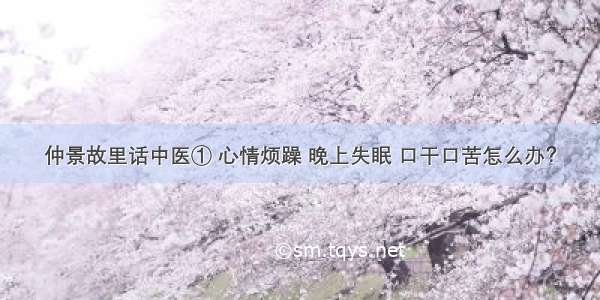 仲景故里话中医① 心情烦躁 晚上失眠 口干口苦怎么办？