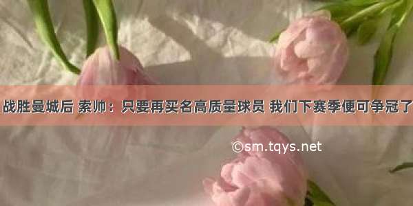 战胜曼城后 索帅：只要再买名高质量球员 我们下赛季便可争冠了