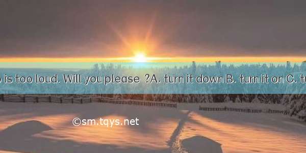 The radio is too loud. Will you please  ?A. turn it down B. turn it on C. turn off it