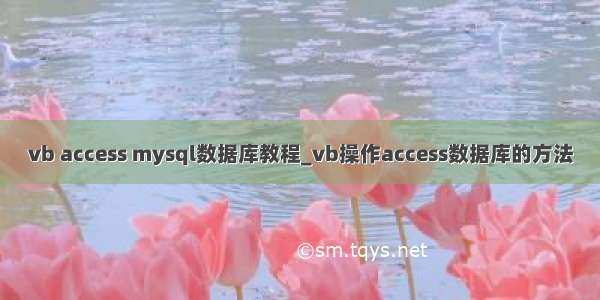 vb access mysql数据库教程_vb操作access数据库的方法