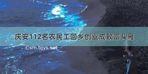 庆安112名农民工回乡创业成致富头雁