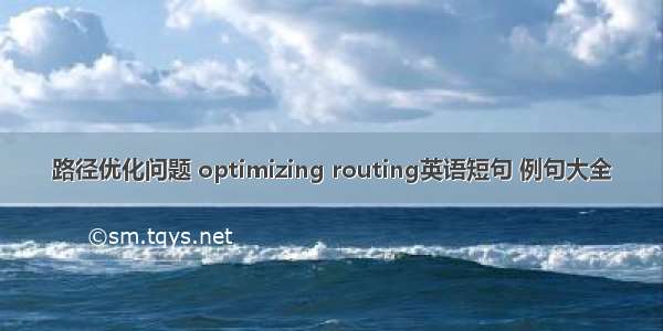 路径优化问题 optimizing routing英语短句 例句大全