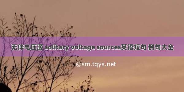 无伴电压源 solitary voltage sources英语短句 例句大全