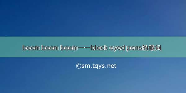 boom boom boom——black eyed peas的歌词