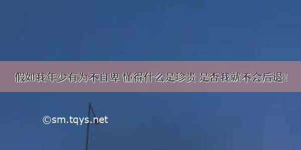 假如我年少有为不自卑 懂得什么是珍贵 是否我就不会后退！