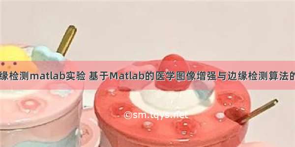 医学图像边缘检测matlab实验 基于Matlab的医学图像增强与边缘检测算法的实验研究...