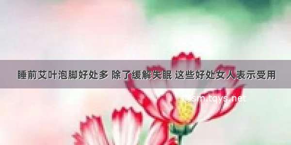 睡前艾叶泡脚好处多 除了缓解失眠 这些好处女人表示受用