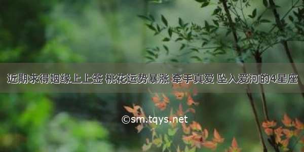 近期求得姻缘上上签 桃花运势暴涨 牵手真爱 坠入爱河的4星座