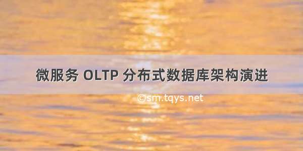 微服务 OLTP 分布式数据库架构演进