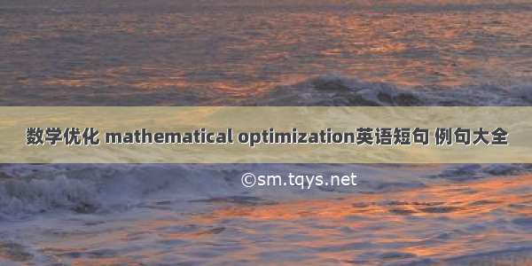 数学优化 mathematical optimization英语短句 例句大全