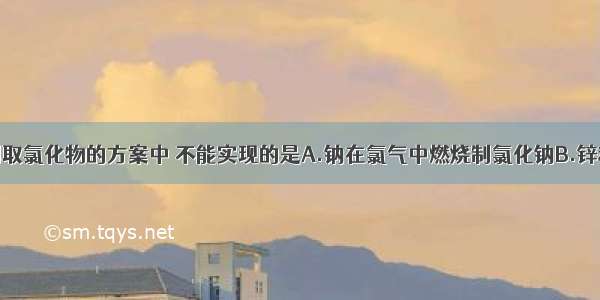 单选题下列制取氯化物的方案中 不能实现的是A.钠在氯气中燃烧制氯化钠B.锌和盐酸反应制