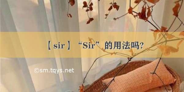 【sir】“Sir”的用法吗?