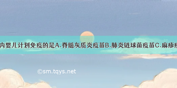 不属于1岁以内婴儿计划免疫的是A.脊髓灰质炎疫苗B.肺炎链球菌疫苗C.麻疹疫苗D.百日咳