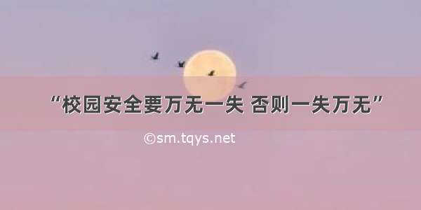 “校园安全要万无一失 否则一失万无”