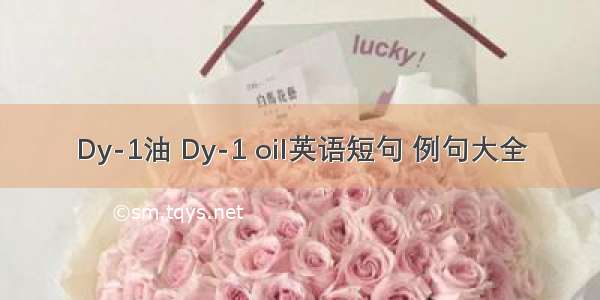 Dy-1油 Dy-1 oil英语短句 例句大全