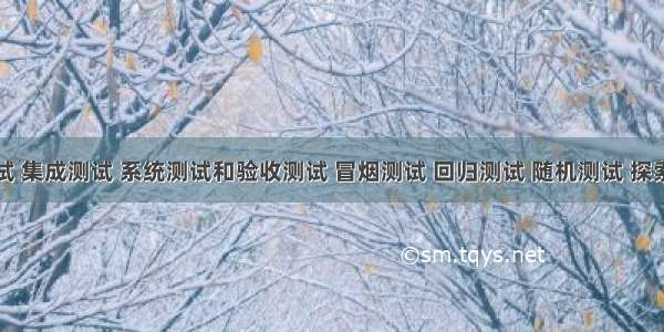 单元测试 集成测试 系统测试和验收测试 冒烟测试 回归测试 随机测试 探索性测试