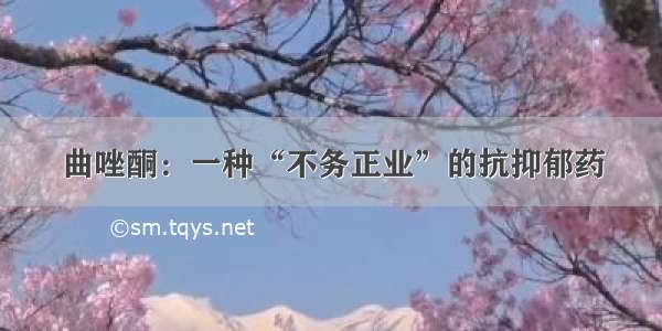 曲唑酮：一种“不务正业”的抗抑郁药