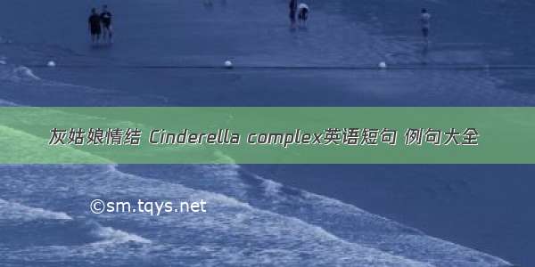 灰姑娘情结 Cinderella complex英语短句 例句大全