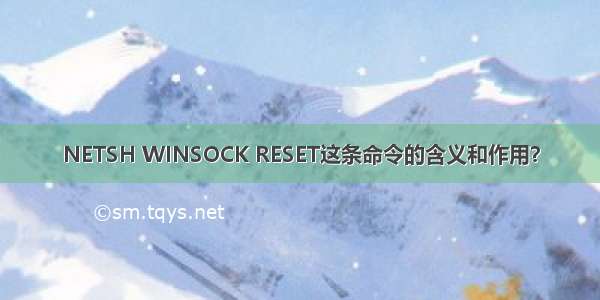 NETSH WINSOCK RESET这条命令的含义和作用？