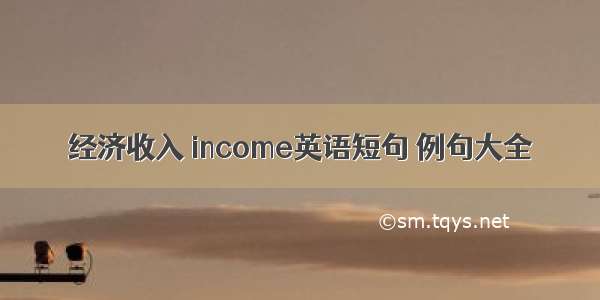 经济收入 income英语短句 例句大全