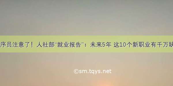 程序员注意了！人社部“就业报告”：未来5年 这10个新职业有千万缺口