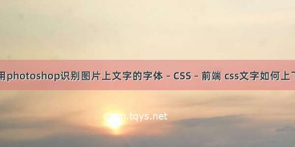 如何用photoshop识别图片上文字的字体 – CSS – 前端 css文字如何上下居中