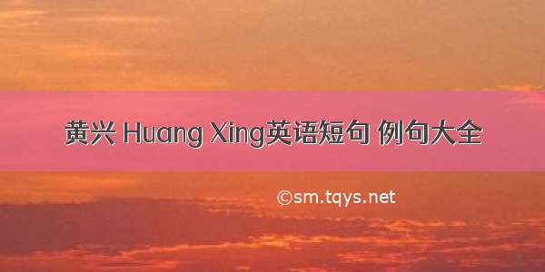 黄兴 Huang Xing英语短句 例句大全