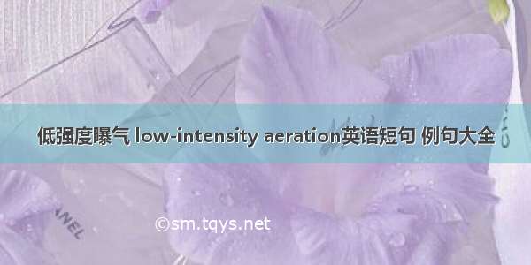 低强度曝气 low-intensity aeration英语短句 例句大全