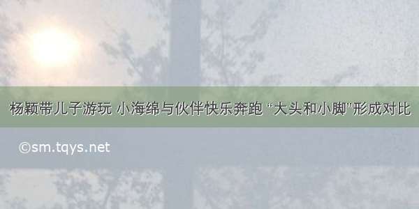 杨颖带儿子游玩 小海绵与伙伴快乐奔跑 “大头和小脚”形成对比