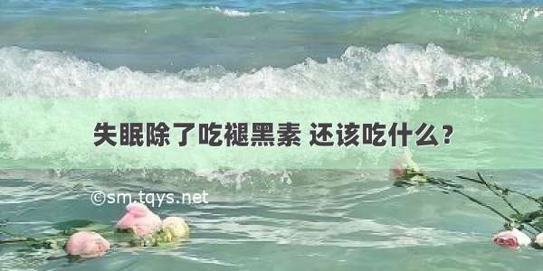 失眠除了吃褪黑素 还该吃什么？