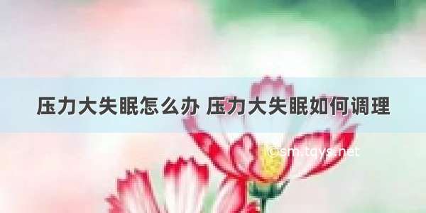 压力大失眠怎么办 压力大失眠如何调理