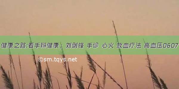 健康之路:看手辩健康；刘剑锋 手诊 心火 放血疗法 高血压0607