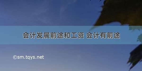 会计发展前途和工资 会计有前途