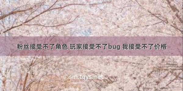 粉丝接受不了角色 玩家接受不了bug 我接受不了价格