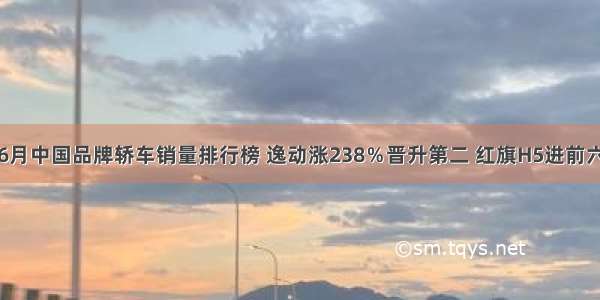 6月中国品牌轿车销量排行榜 逸动涨238％晋升第二 红旗H5进前六
