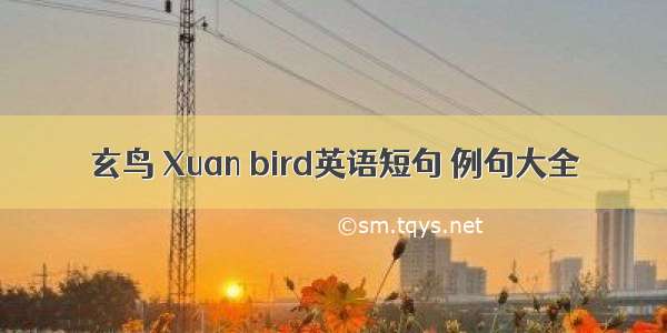 玄鸟 Xuan bird英语短句 例句大全