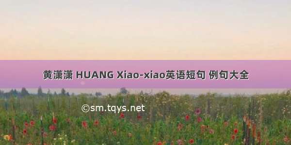 黄潇潇 HUANG Xiao-xiao英语短句 例句大全