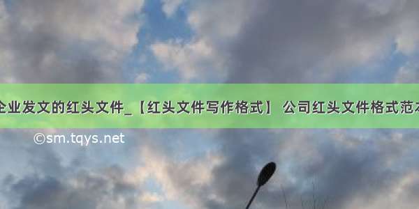 企业发文的红头文件_【红头文件写作格式】 公司红头文件格式范本