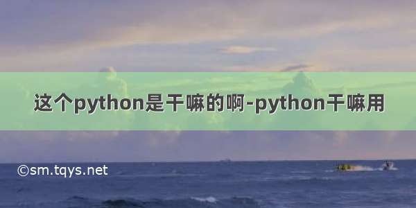 这个python是干嘛的啊-python干嘛用