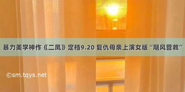 暴力美学神作《二凤》定档9.20 复仇母亲上演女版“飓风营救”