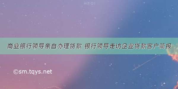 商业银行领导亲自办理贷款 银行领导走访企业贷款客户简报