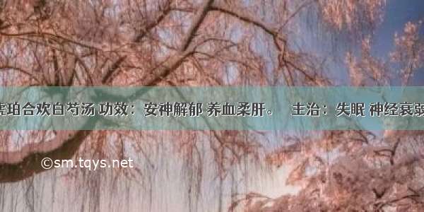 琥珀合欢白芍汤 功效：安神解郁 养血柔肝。   主治：失眠 神经衰弱。