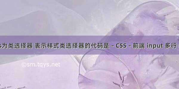 css为类选择器 表示样式类选择器的代码是 – CSS – 前端 input 多行 css