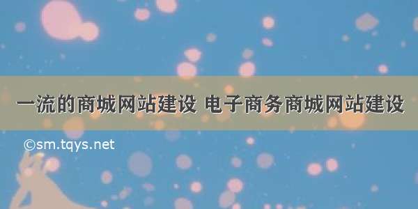 一流的商城网站建设 电子商务商城网站建设