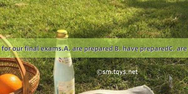 These days  we  for our final exams.A. are prepared B. have preparedC. are preparingD. wil