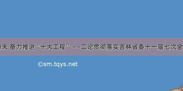 下足功夫 奋力推进“十大工程” ——二论贯彻落实吉林省委十一届七次全会精神