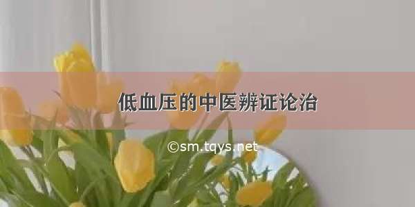 ​低血压的中医辨证论治