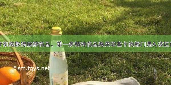 有权批准医疗机构取得麻醉药品。第一类精神药品购用印鉴卡的部门是A.该区的市级人民政