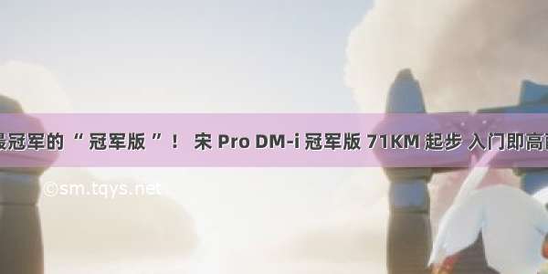 最冠军的 “ 冠军版 ” ！ 宋 Pro DM-i 冠军版 71KM 起步 入门即高配