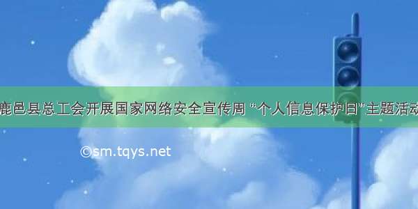 鹿邑县总工会开展国家网络安全宣传周 “个人信息保护日”主题活动